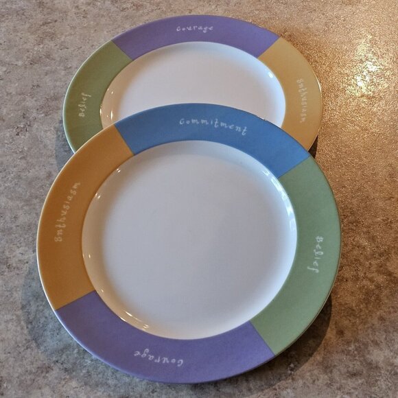 2 Mary Kay MK Dinner Plates Inspirational Words to Live by 10.5" sentiment promo - Picture 4 of 7